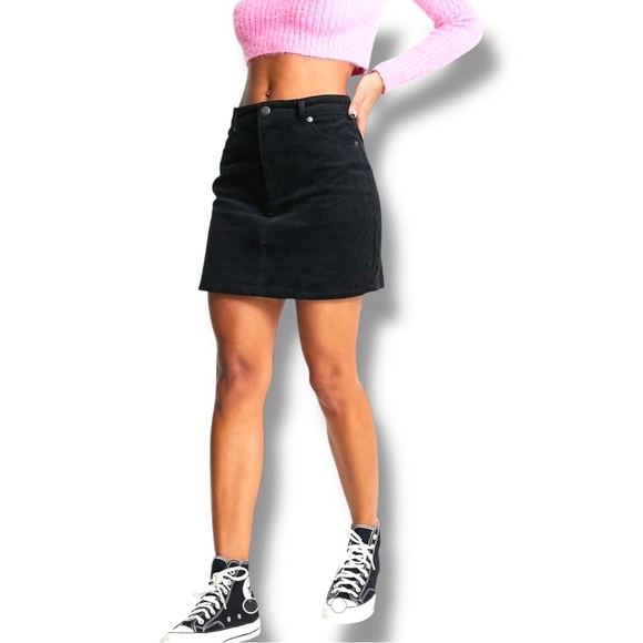ASOS Black Casual Corduroy High Waisted Pencil Shape Mini Skirt - Picture 3 of 16